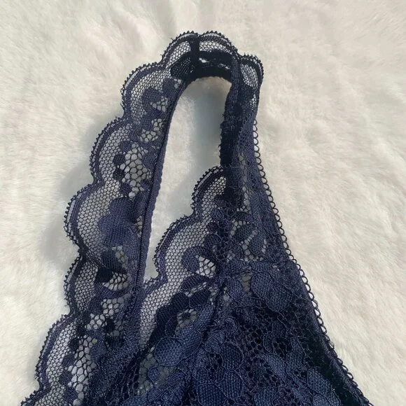 Lucky Brand Navy Blue Lace Bralette Size L Lightly Padded - Picture 6 of 10